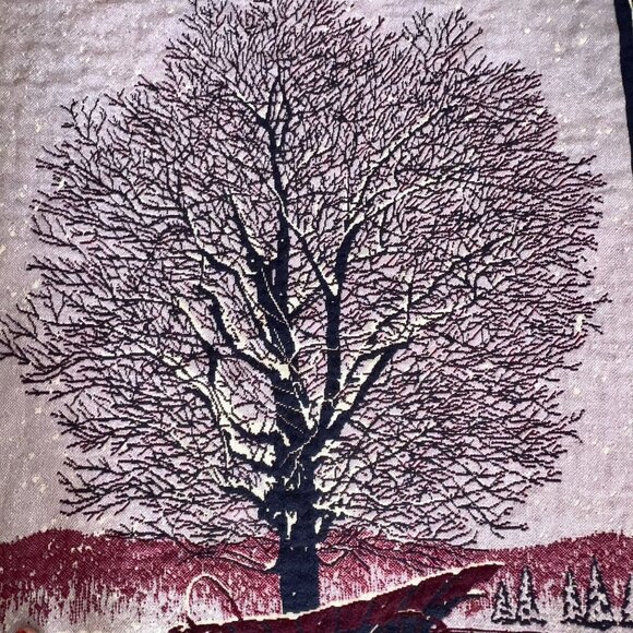 Bob Timberlake Home Throw Blanket Cotton Tapestry Winter RED WHT BLU Made in USA - Picture 11 of 12